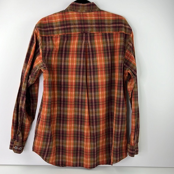 Columbia Sportswear Company Men's LS Orange Plaid Casual Button Down Shirt - Picture 5 of 9